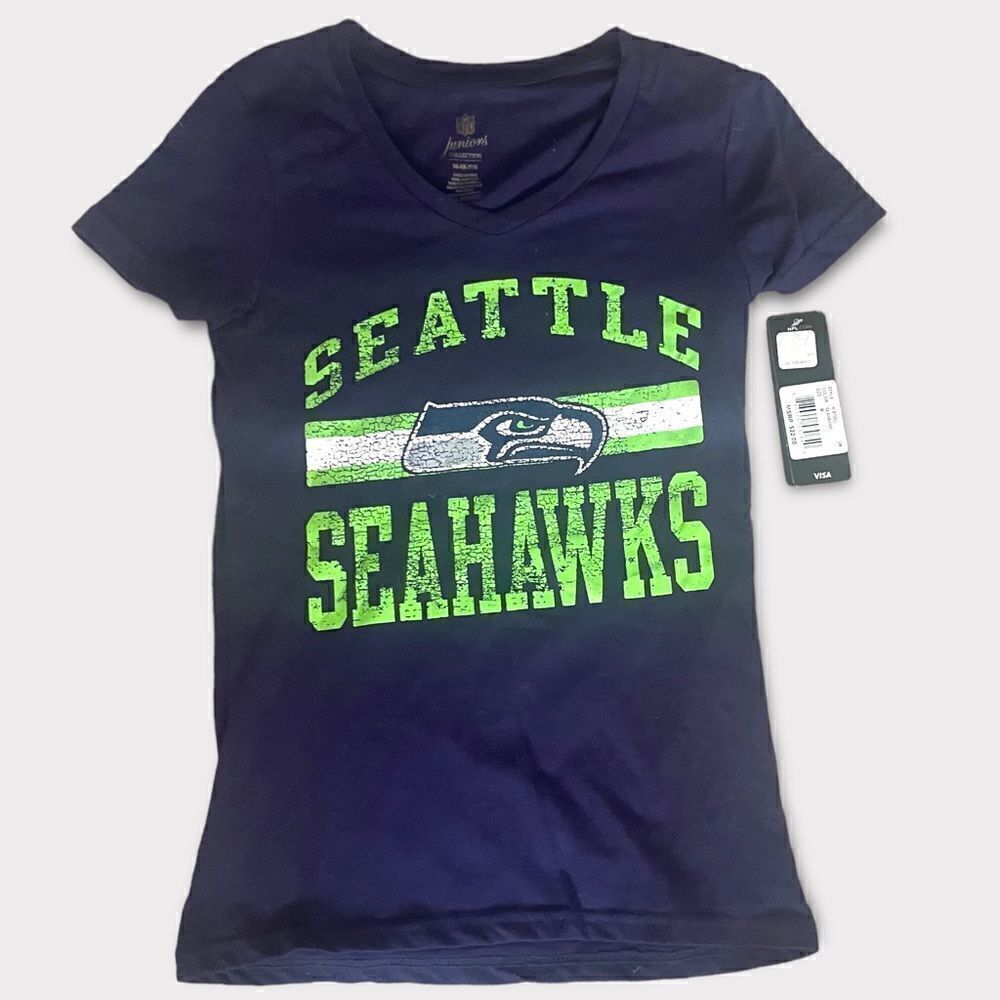 NFL Seattle Seahawks | NWT Junior’s V-neck Tee T-shirt Navy Blue Size M